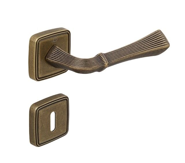 Çebi Yoko Kapı Kolu Antik Bronz Kare Rozetli Oda