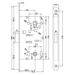 Hafele Manyetik Wc Kilit 50x18mm Mat Krom