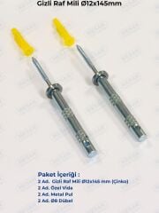 Mesan Gizli Raf Taşıyıcı 12x145mm Ahşap