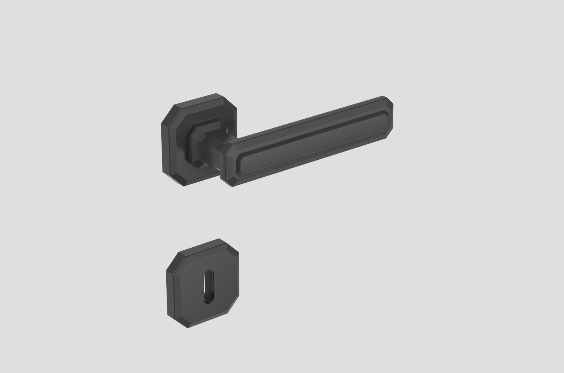 Çebi Kıng Kapı Kolu Mat Siyah Kare Rozetli Oda