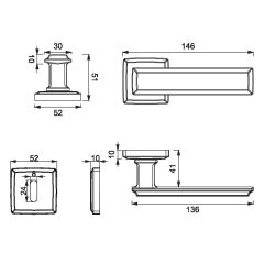 Çebi Rome Kapı Kolu Fırçalı Sarı Kare Rozetli Oda