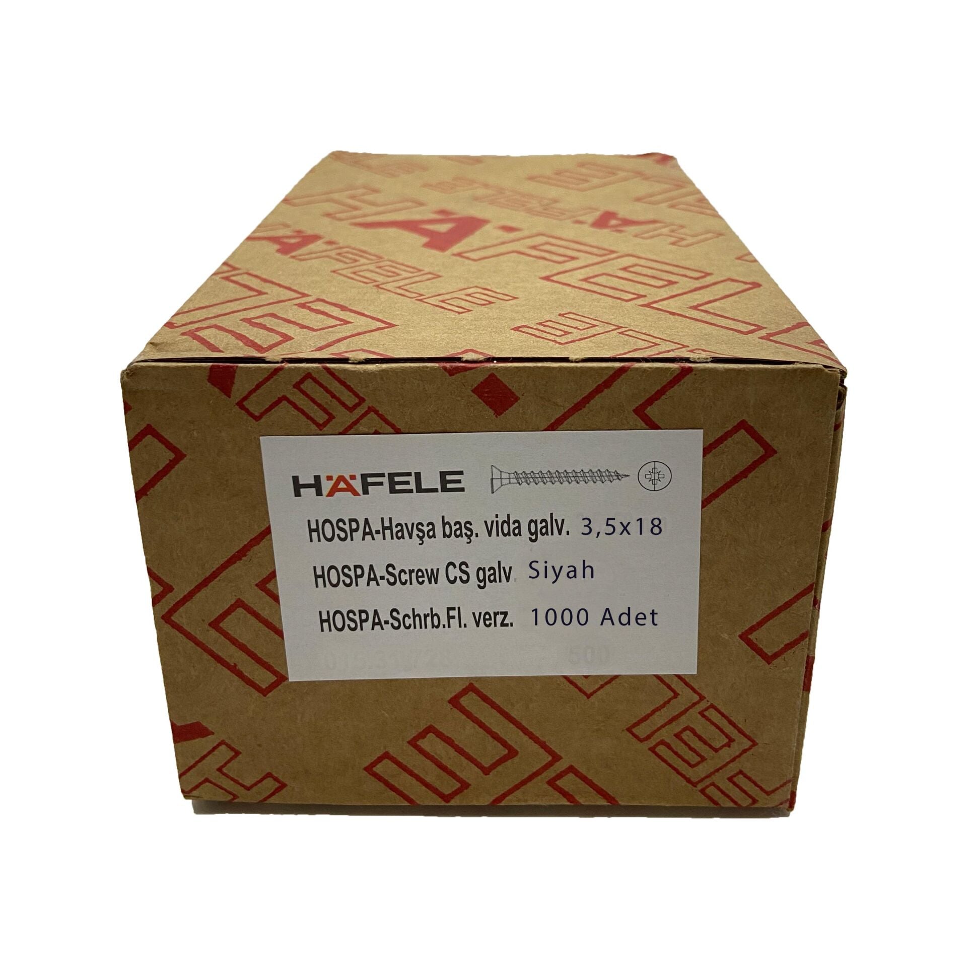 Hafele Sunta Vidası  3.5x18  (1Paket 1000 Ad) Siyah