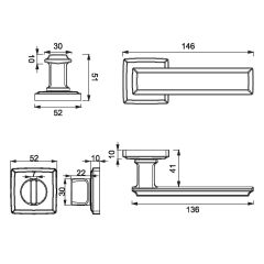 Çebi Rome Kapı Kolu Fırçalı Sarı Kare Rozetli Wc
