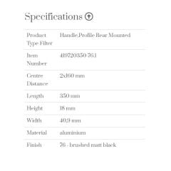 Furnipart Kulp Edge Straight 350mm Fırçalı Siyah