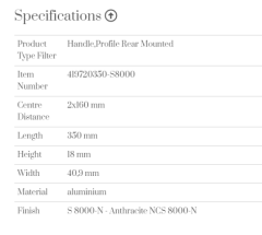 Furnipart Kulp Edge Straight 350mm Antrasit