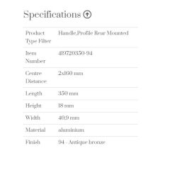 Furnipart Kulp Edge Straight 350mm Antik Bronze