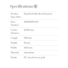 Furnipart Kulp Edge Straight 350mm Rose Gold