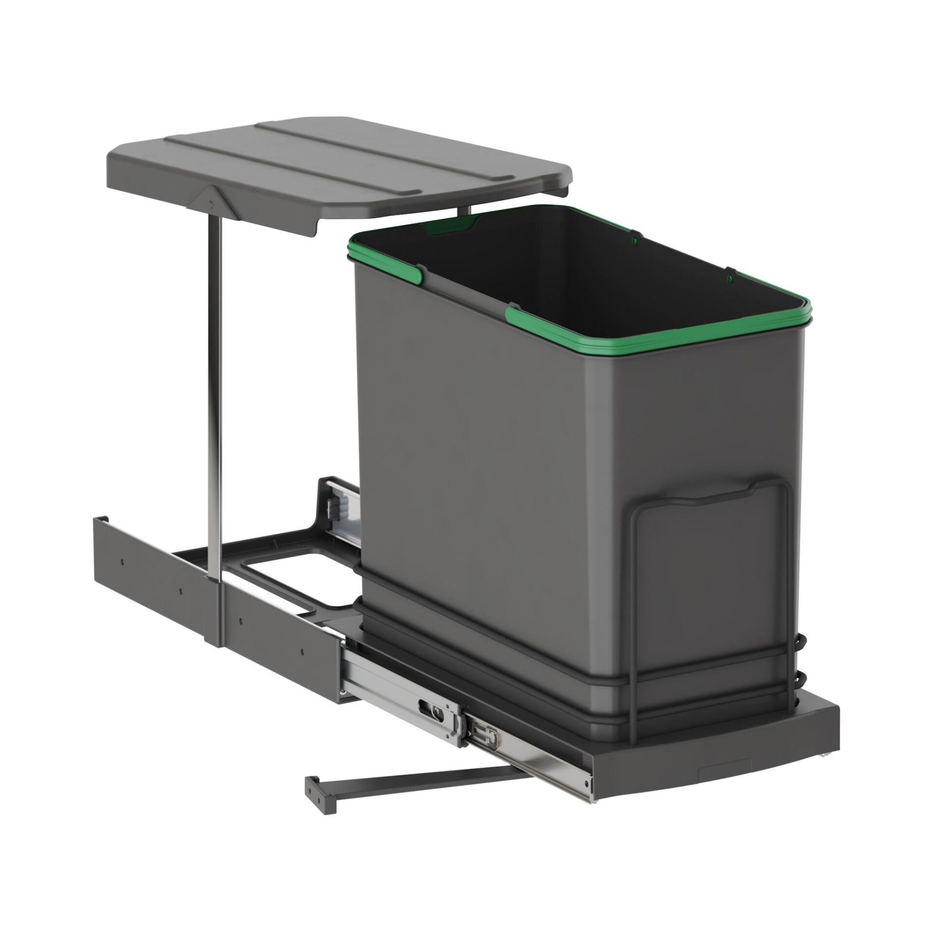 Starax Çöp Kovası Teleskopik Raylı Plastik Gövde 24Lt Antrasit