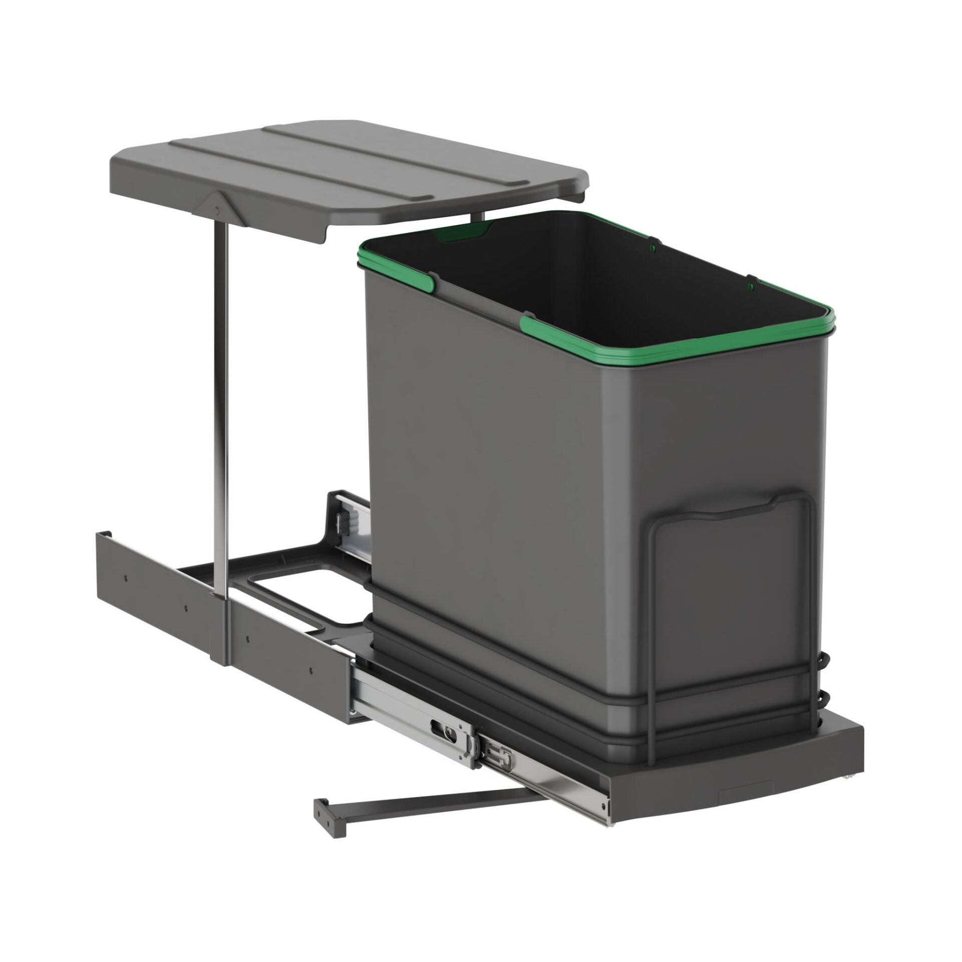 Starax Çöp Kovası Teleskopik Raylı Plastik Gövde 24Lt Antrasit