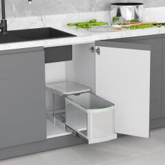 Starax Çöp Kovası Teleskopik Raylı Paslanmaz Gövde 16Lt Gri