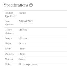 Furnipart Kulp Manor 128mm Antik Pirinç (m)
