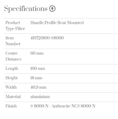 Furnipart Kulp Edge Straight 100mm Antrasit