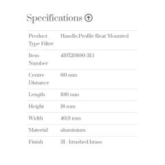 Furnipart Kulp Edge Straight 100mm Fırçalı Altın