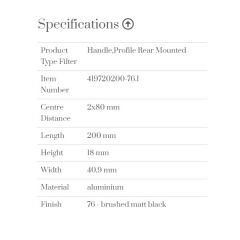 Furnipart Kulp Edge Straight 200mm Fırçalı Siyah (e)