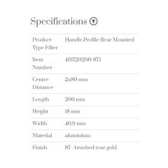 Furnipart Kulp Edge Straight 200mm Rose Gold