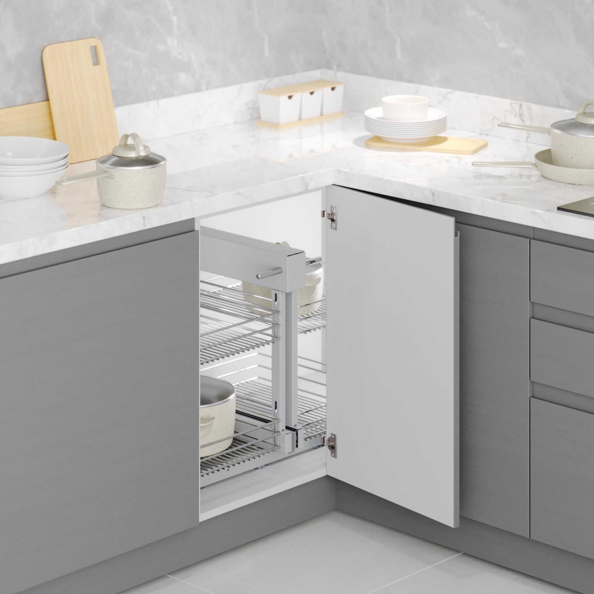 Starax Bağımsız Kör Köşe Mekanizması 45'Lik Modül Krom