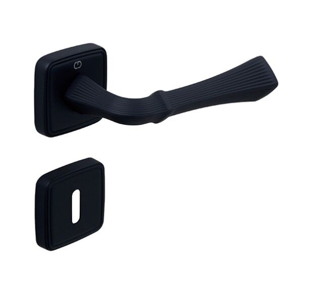 Çebi Yoko Kapı Kolu Mat Siyah Kare Rozetli Oda