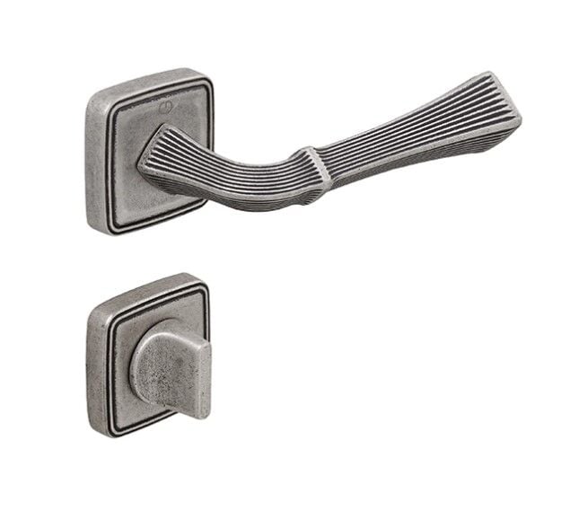 Çebi Yoko Kapı Kolu Antik Gümüş Kare Rozetli Wc