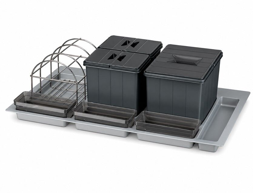 Çöp Kovası Çek. İçi Taşıyıcı Ünite Manuel 900mm 12+12Lt Antrasit