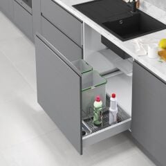 Starax Çöp Kovası Oto.Çek. İçi Taş.12+12+1+1+1Lt 80'Lik Modül Gri