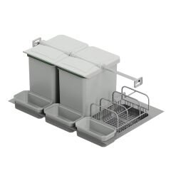 Starax Çöp Kovası Oto.Çek. İçi Taş.12+12+1+1+1Lt 80'Lik Modül Gri