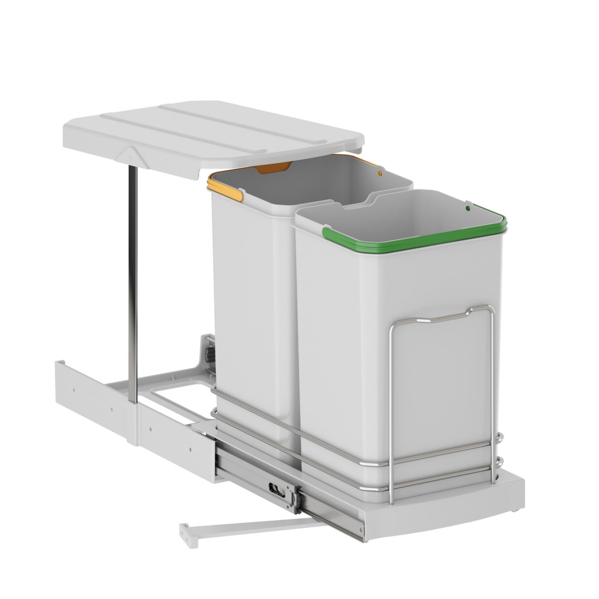 Starax Çöp Kovası Teleskopik Raylı Plastik Gövde 12+12Lt Gri
