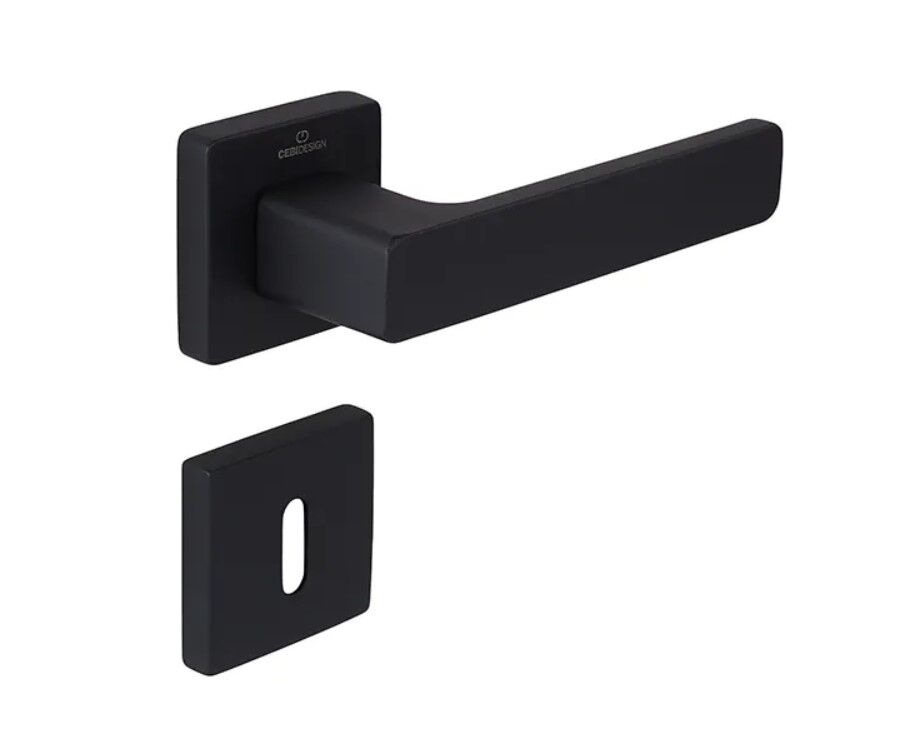 Croma Zıp Flat Kapı Kolu Mat Siyah Kare Rozetli Yale