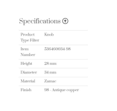 Furnipart Kulp Classic 034mm Antik Bakır
