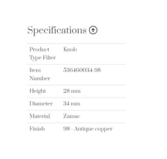 Furnipart Kulp Classic 034mm Antik Bakır