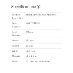 Furnipart Kulp Edge Filigre 176mm Antrasit