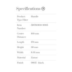 Furnipart Kulp Pyramıd 160mm Mat Siyah (m)