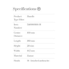 Furnipart Kulp Metro 160mm Antrasit (m)