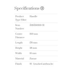 Furnipart Kulp Vısta 160mm Antrasit (m,d)