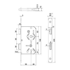 Hafele Gömme Cb Kilit 55x18mm Siyah Sol