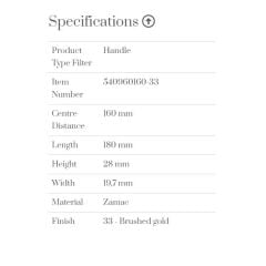 Furnipart Kulp Metro 160mm Fırçalı Altın (m)