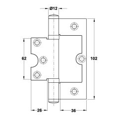 Hafele Kelebek Paslanmaz Çelik Menteşe 201 102x74x2.5mm