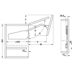 Hafele Free Fold Kalkar Kapak Makası 71-79cm Gri 5-10Kg