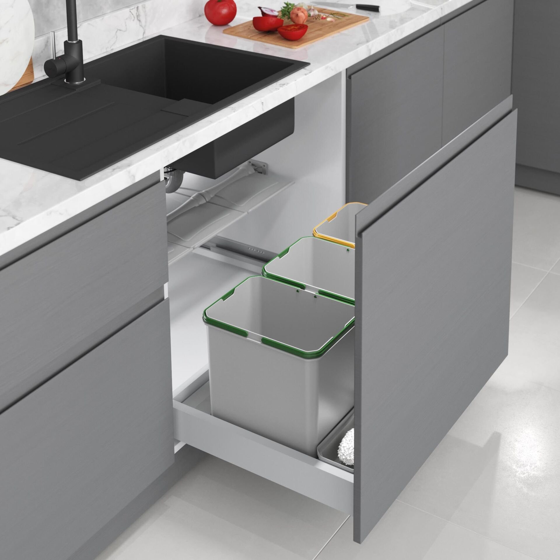 Starax Çöp Kovası Çek.İçi 12+12+1+1 Oto.70'Lik Modül Gri