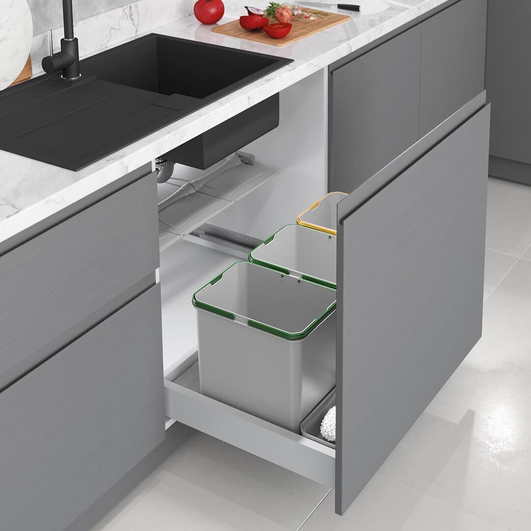 Starax Çöp Kovası Çek.İçi 12+12+1+1 Oto.60'Lik Modül Gri