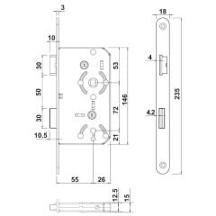 Hafele Sessiz Oda Kilit 55x18mm Gümüş Sol