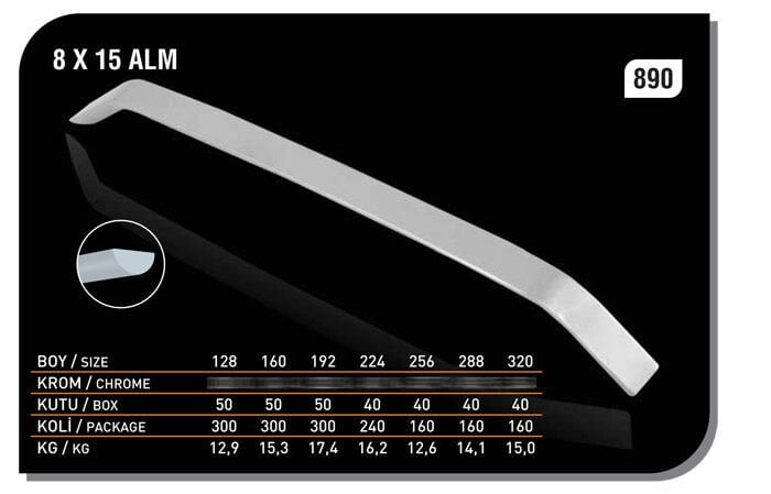 İnce Şahin Kulp 192mm Krom