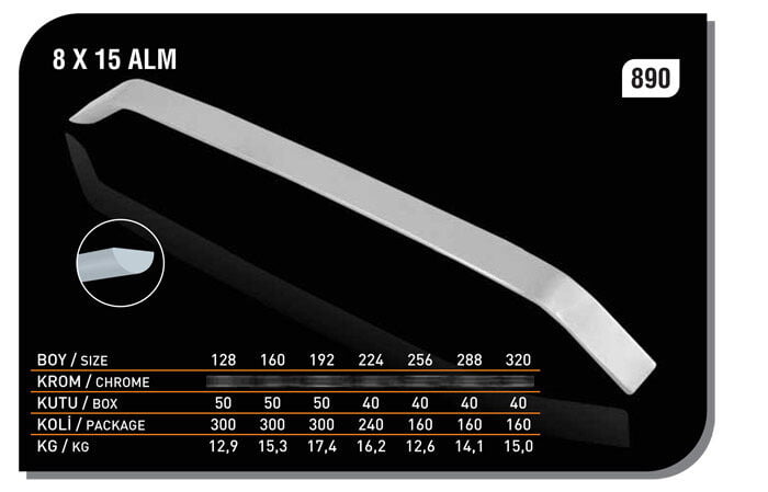 İnce Şahin Kulp 192mm Krom