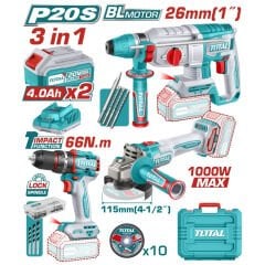 Total Darbeli Matkap, Taşlama, Kırıcı Delici Set