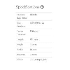 Furnipart Kulp Fold 160mm Antik Grey (d)