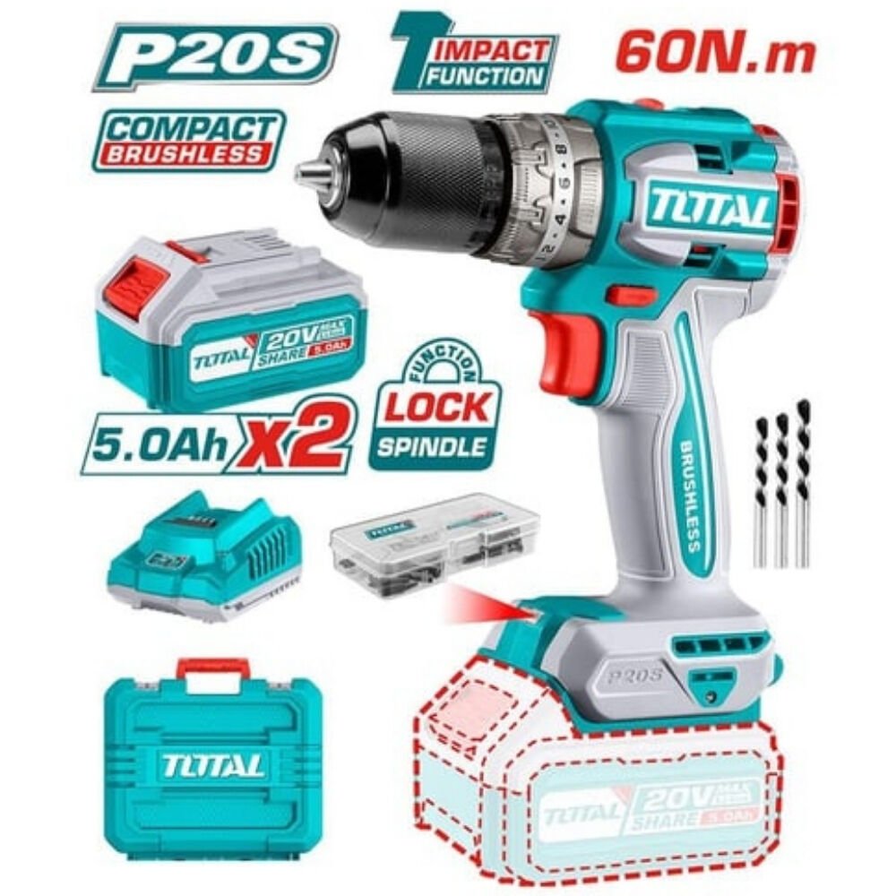 Total Şarjlı Matkap Darbeli 5Ah (206028)