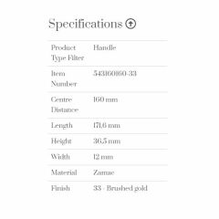Furnipart Kulp Shuffle 160mm Fırçalı Altın (ç)