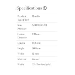 Furnipart Kulp Shuffle 160mm Fırçalı Altın (ç)