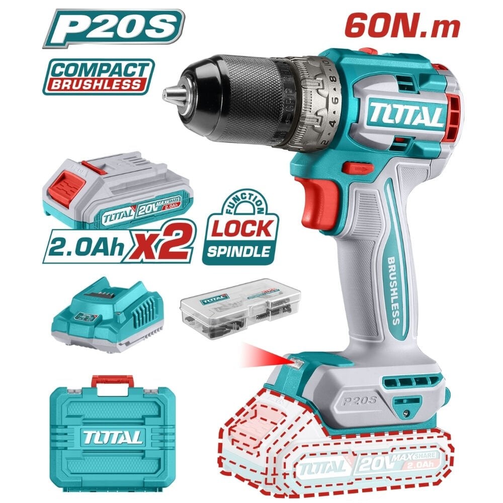 Total Darbesiz Akülü Matkap