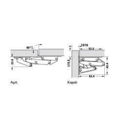 Hafele Çanaksız Karavan Kalkar Kapak Menteşesi