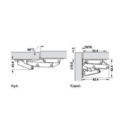 Hafele Çanaksız Karavan Kalkar Kapak Menteşesi